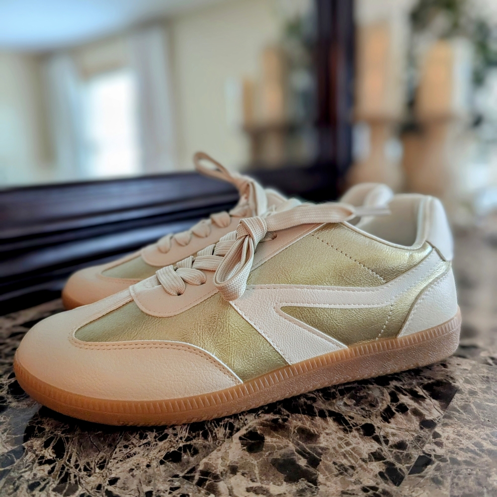 Dolce Vita DV Stylish Gold and White Women's Sneakers